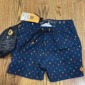 Save the Duck Navy Swim Shorts with Multicolor Mini Ducks